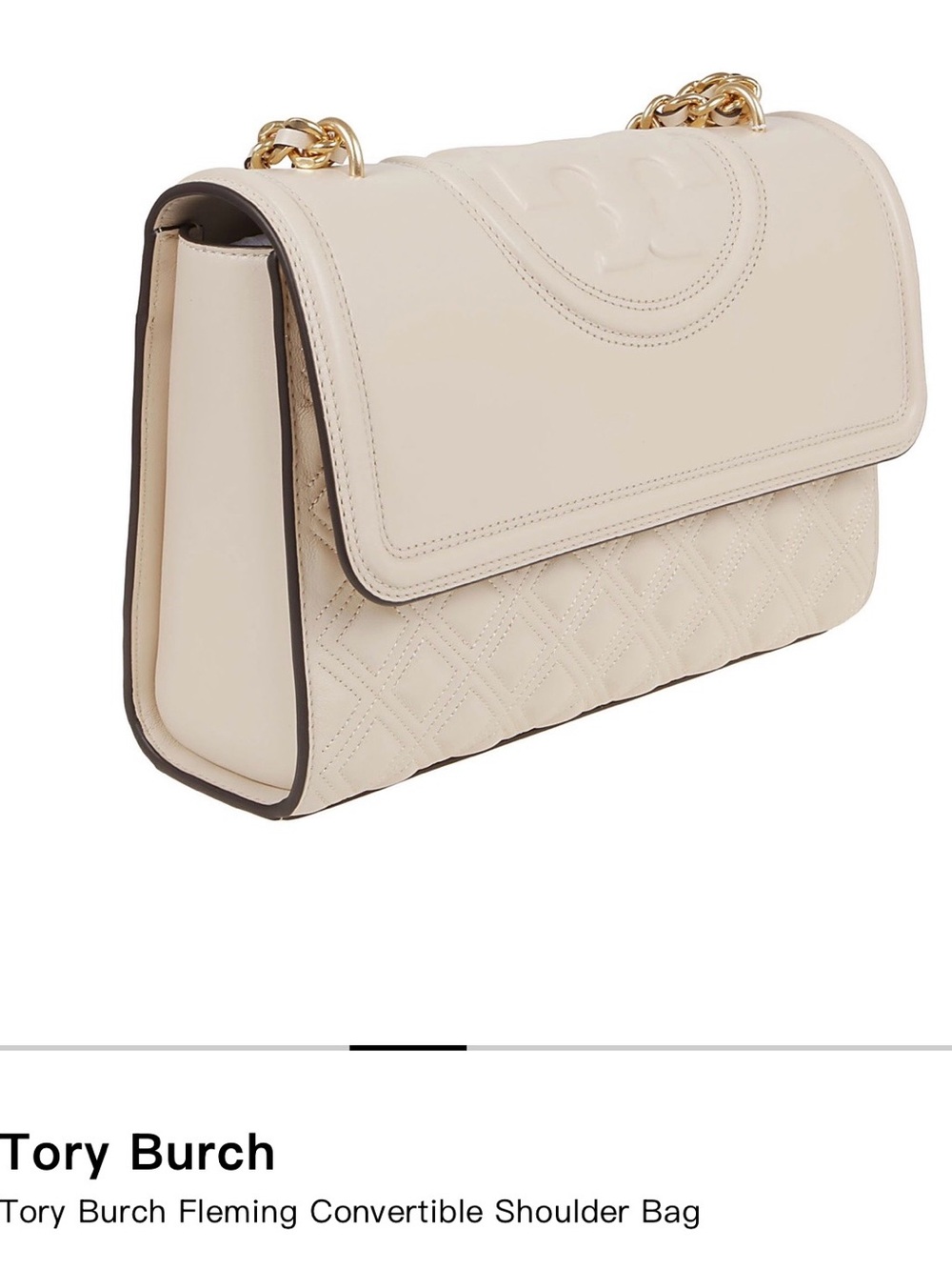 Tory Burch Quilted Shoulder Bag in Cream with Gold Hardware